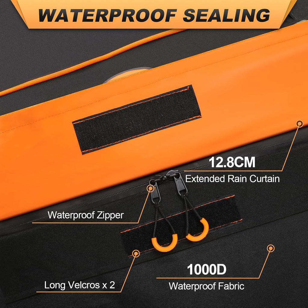 Sailnovo 20 Cubic Feet/580L Car Roof Bag, Waterproof Car Roof Storage Box | Heavy Duty Roof Boxes for Cars with Roof Bars or No Rack | With Reinforced Straps, Door Hooks & Storage Bag | Orange