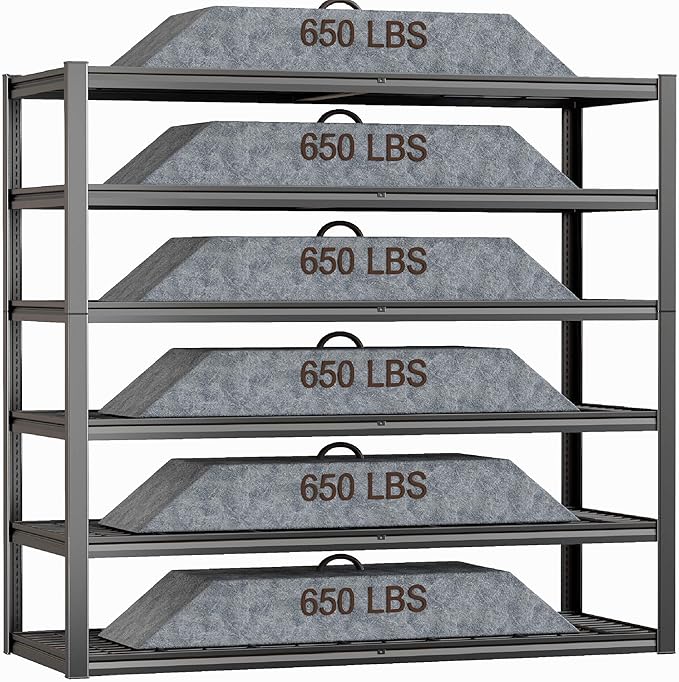 64" Wide 6-Tier Garage Shelving Unit, Heavy Duty Garage Storage Shelves - Image 3