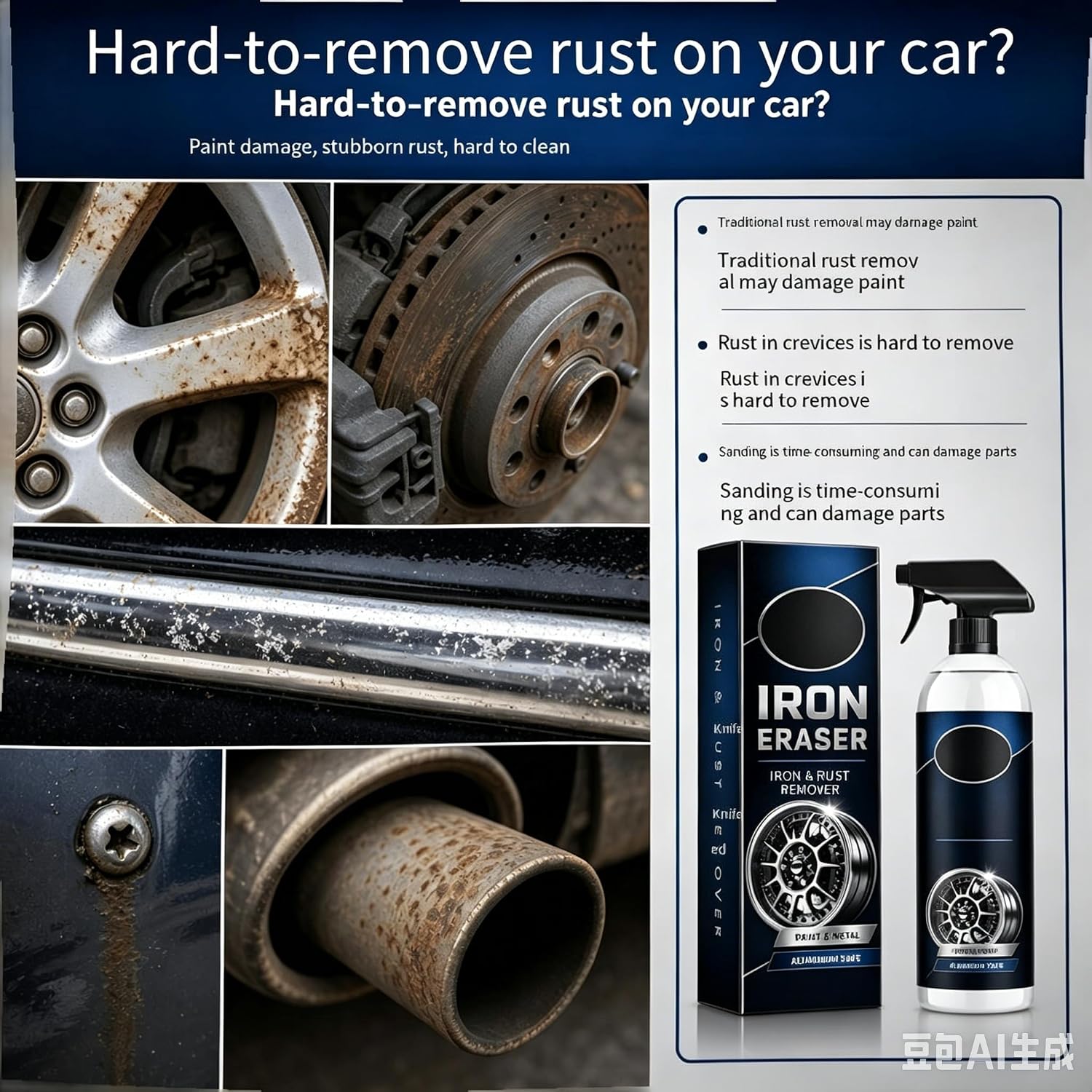 Wheel & Rim Rust Remover Spray – Iron Out Fallout Remover for Cars | pH Balanced & Acid Free Formula, Safely Dissolves Brake Dust & Rust Stains, Without Damaging Clear Coat