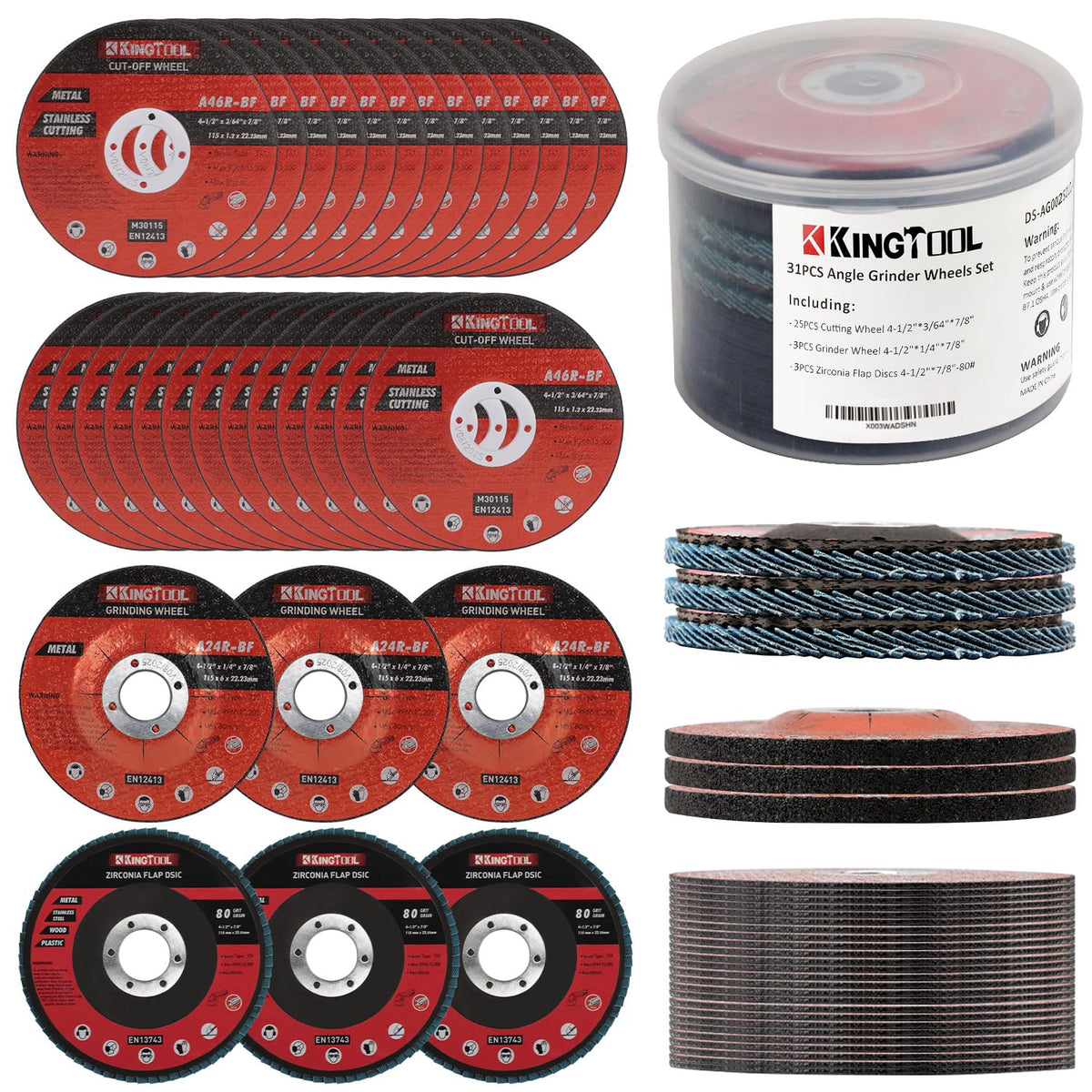 kingtool 31pcs grinding & cutting wheels 4 1/2, main product view