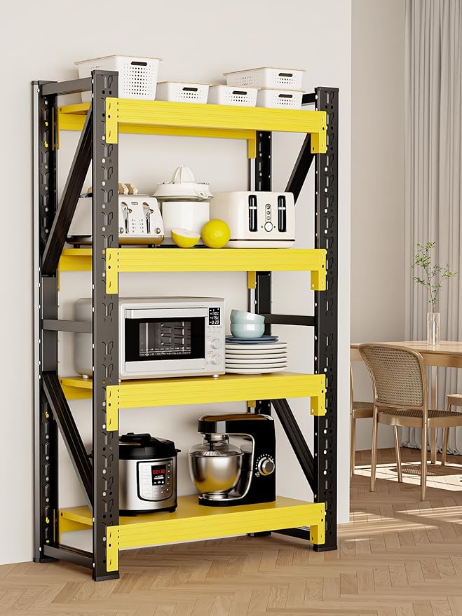 4-Tier Storage Shelves, Adjustable Industrial Metal Shelf System, 000lbs - Image 9