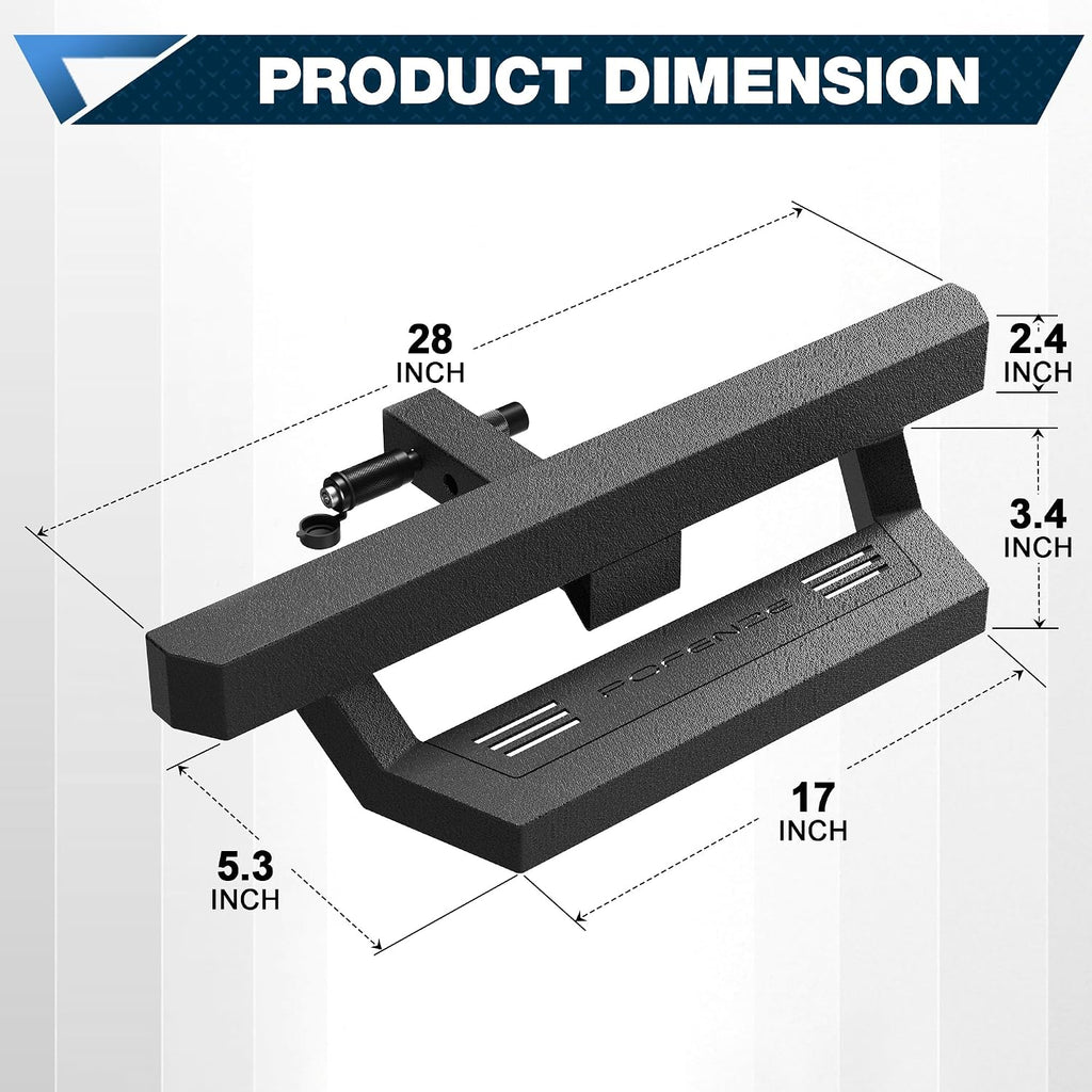 Hitch Step for 2" Trailer Hitch Receiver | Heavy Duty Steel Bumper Step, with Pin Lock, Textured Black Finish, Bumper Protector, 350 lb Capacity
