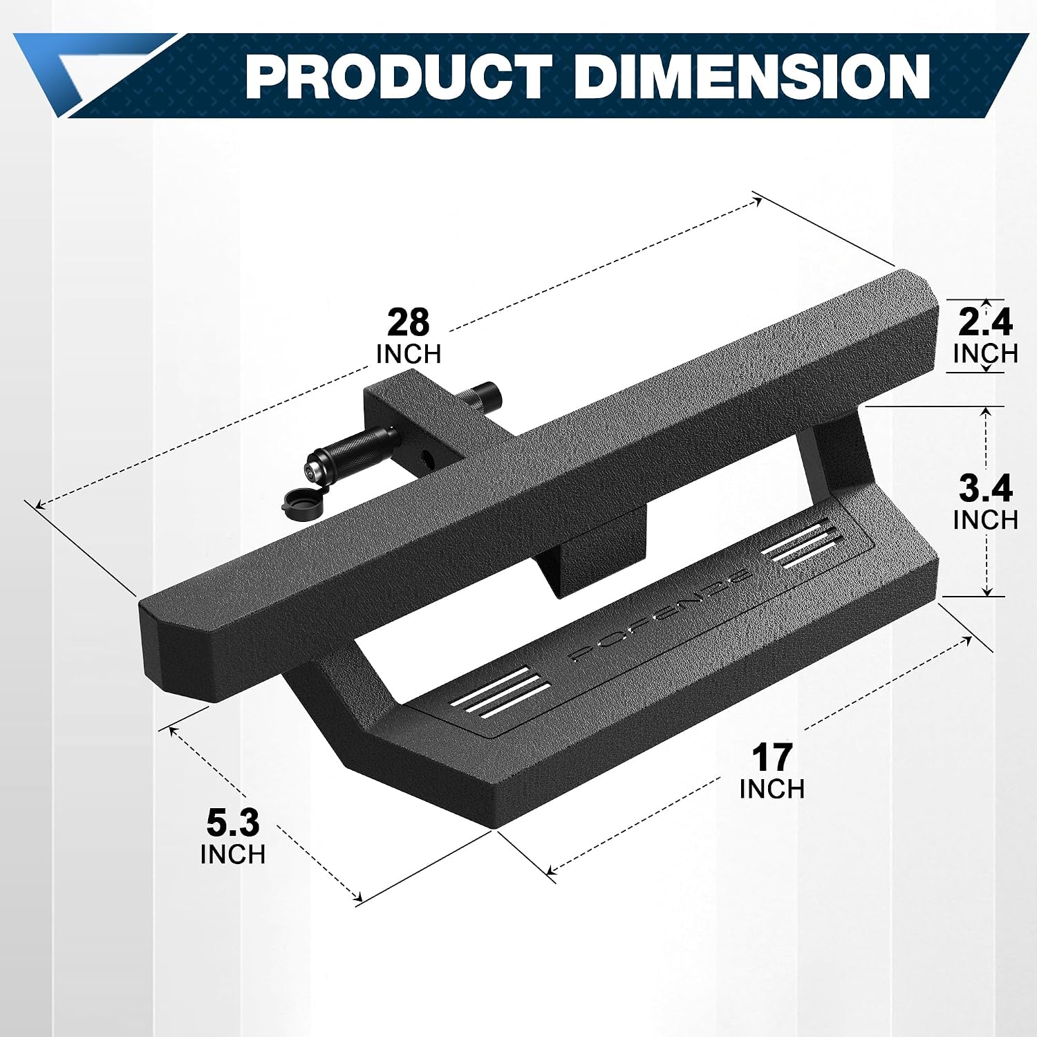 Hitch Step for 2" Trailer Hitch Receiver | Heavy Duty Steel Bumper Step, with Pin Lock, Textured Black Finish, Bumper Protector, 350 lb Capacity