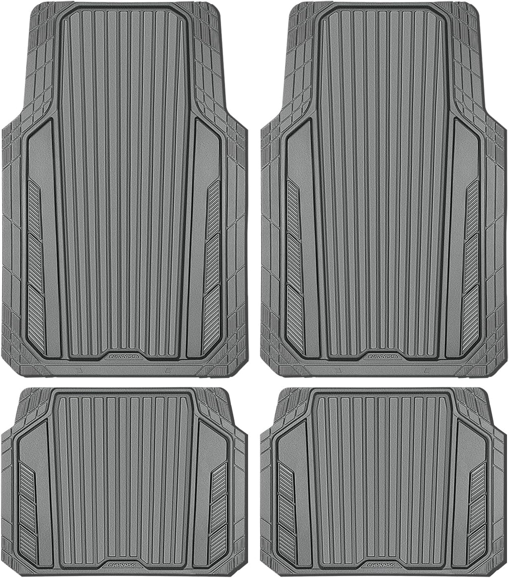 CAR PASS Heavy Duty Sporty Rubber Car Mats, Deep Dish All Weather Car Floor