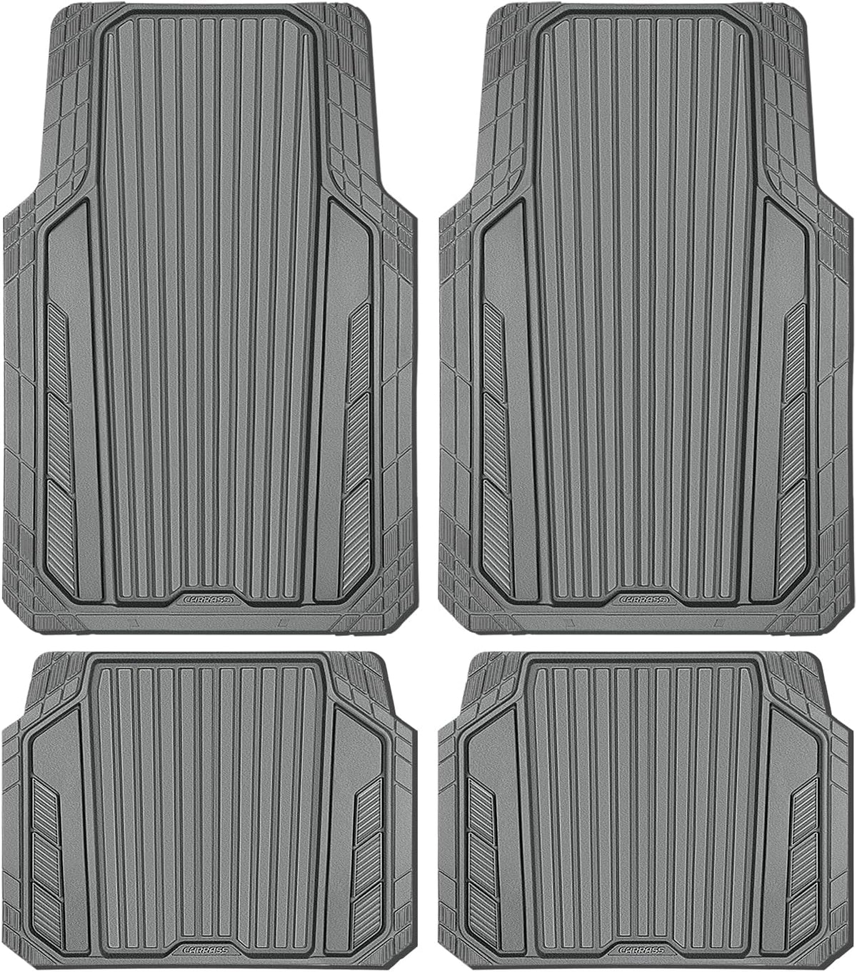CAR PASS Heavy Duty Sporty Rubber Car Mats, Deep Dish All Weather Car Floor