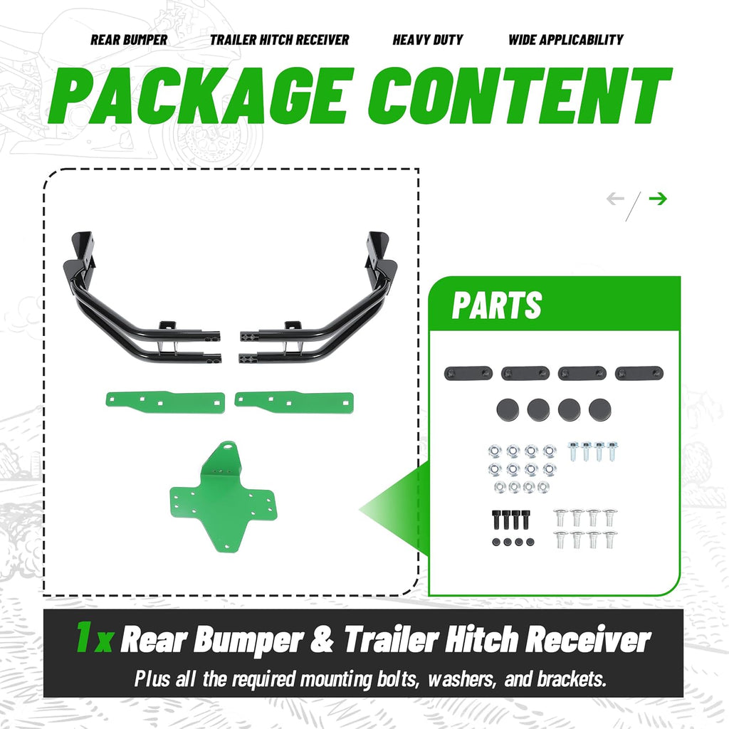 WUTIST Rear Bumper Trailer Hitch Kit Compatible with John Deere Zero-Turn Mowers Z235 Z255 Z335E Z335M Z345M Z345R Z355E Z355R Z365R Z375R Steel Black+Green