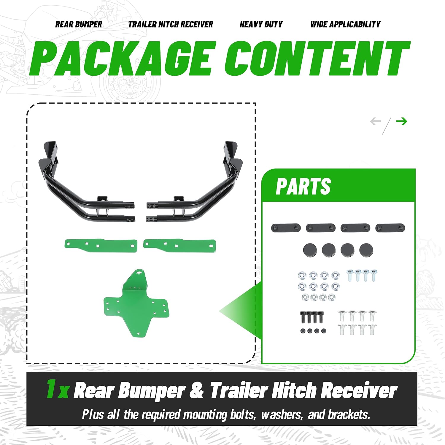 WUTIST Rear Bumper Trailer Hitch Kit Compatible with John Deere Zero-Turn Mowers Z235 Z255 Z335E Z335M Z345M Z345R Z355E Z355R Z365R Z375R Steel Black+Green