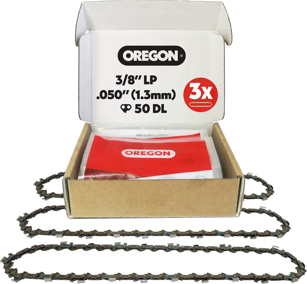 oregon chainsaw chain for 14" bar, 3/8" lp shown in use
