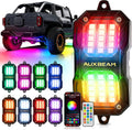 Auxbeam 8-Pod RGB LED Rock Lights w/Brake Mode 217°Dual-Side Lighting Underglow Kit w/Bluetooth APP & Remote Control Music Voice Sync Waterproof Wheel Well Lights for Trucks Offroad RV 2 Year Warranty
