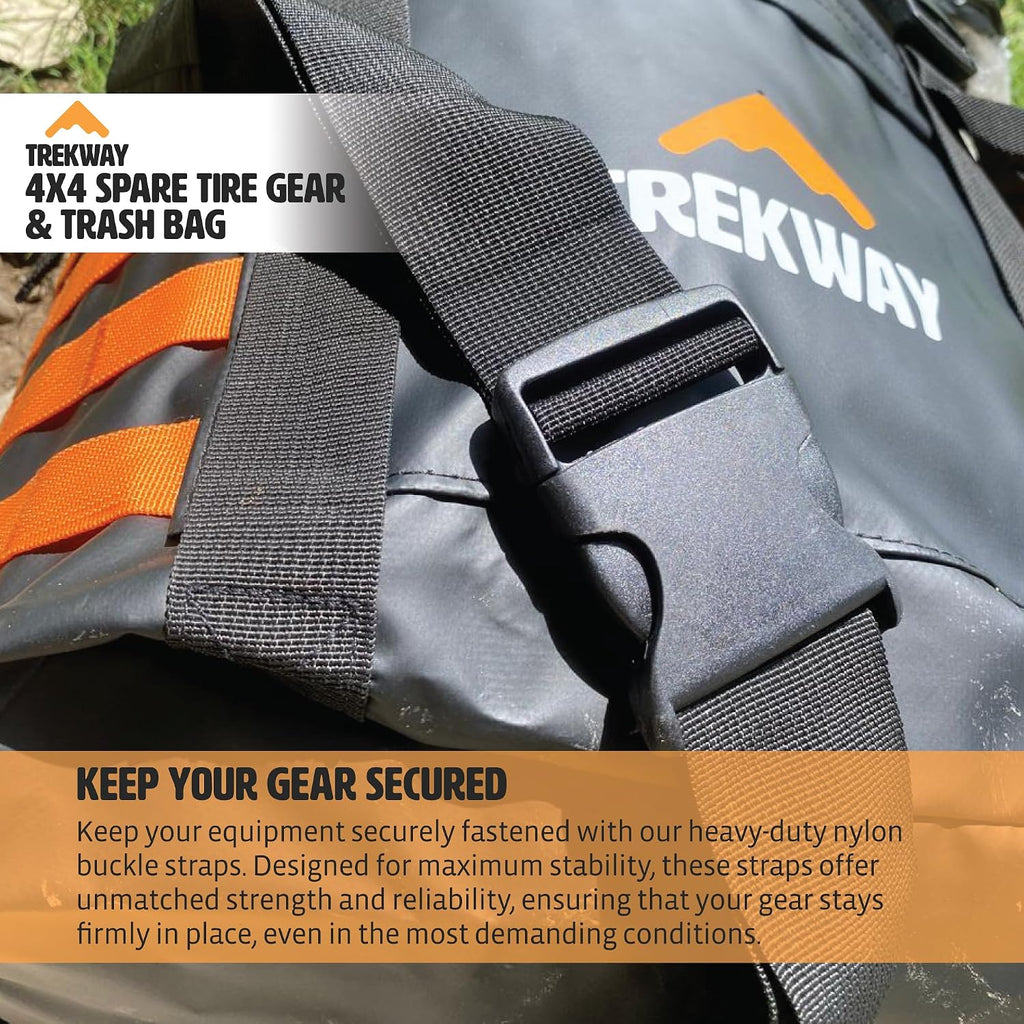 Offroading Gear Spare Tire Overlanding Storage & Trash Bag Organizer | w/Free Roof Cargo Mesh Net Bag | Fits 30" Tire 15 Gallons | for 4x4 Tailgate, Pickup Truck, SUV, RV, Overland