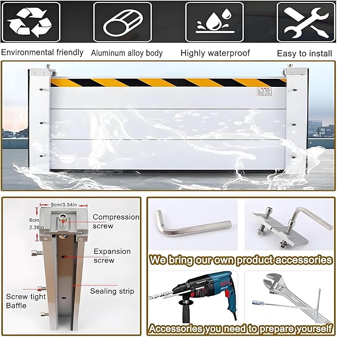 Flood Barriers for Home Exterior, Aluminum Alloy Outdoor Garage Doors Water - Image 6
