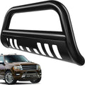 AUTOSAVER88 Bull Bar Compatible for 2004-2024 Ford F150 F-150, Front Bumper Grill Black Heavy Duty 3" Tube Brush Push, Grille Guard with Skid Plate