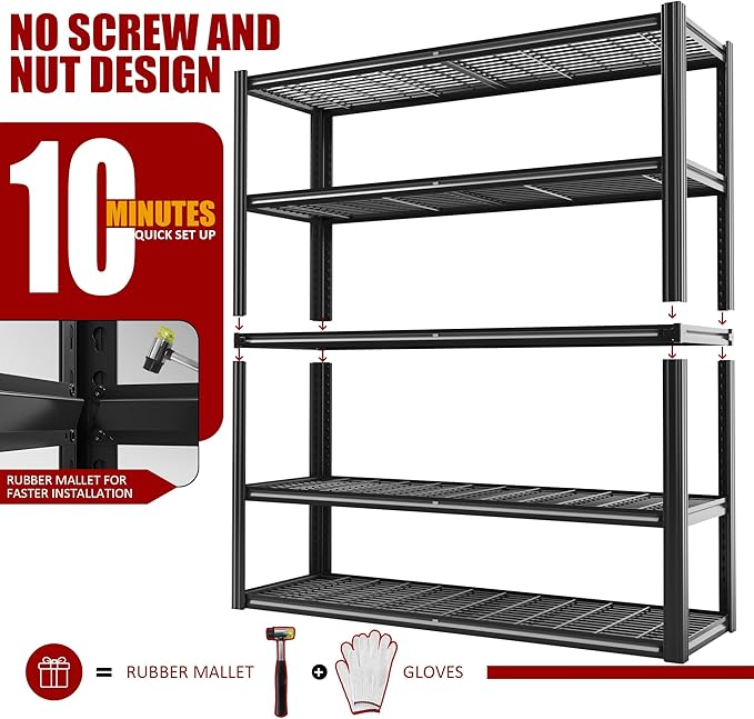 48" W Metal Garage Shelving 5 Tier Storage Shelves Heavy Duty 3030LBS - Image 8