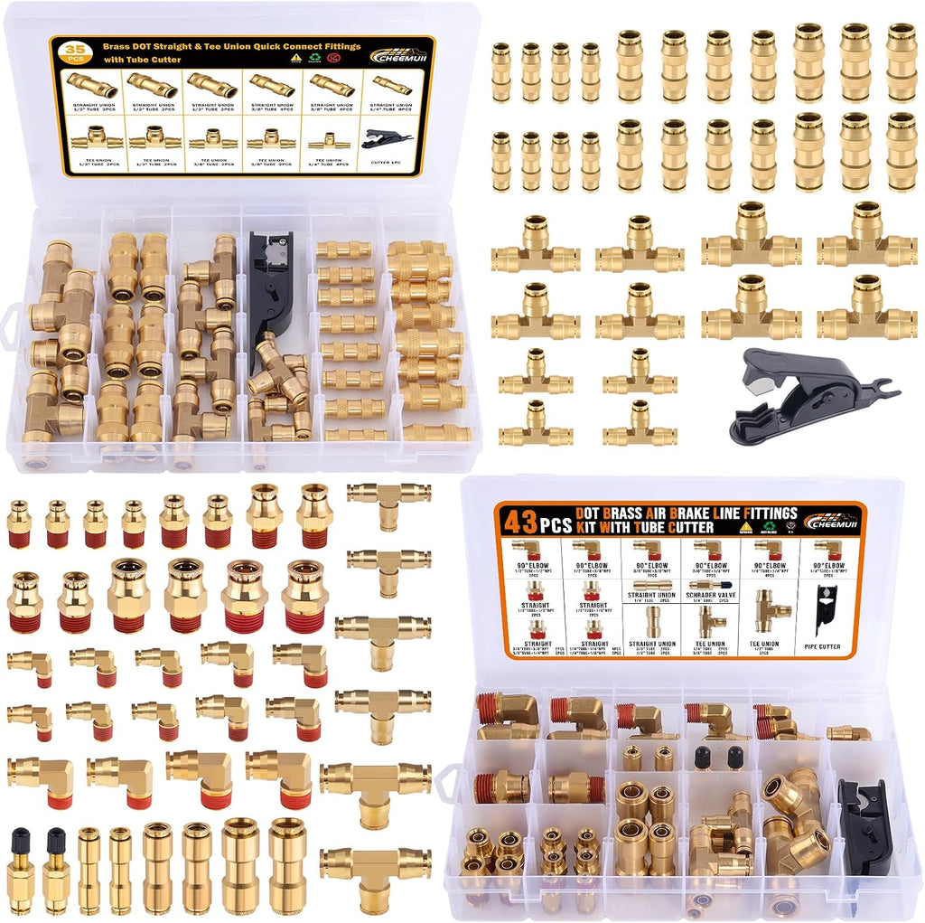 cheemuii 78 pcs brass dot air line fittings, main product view