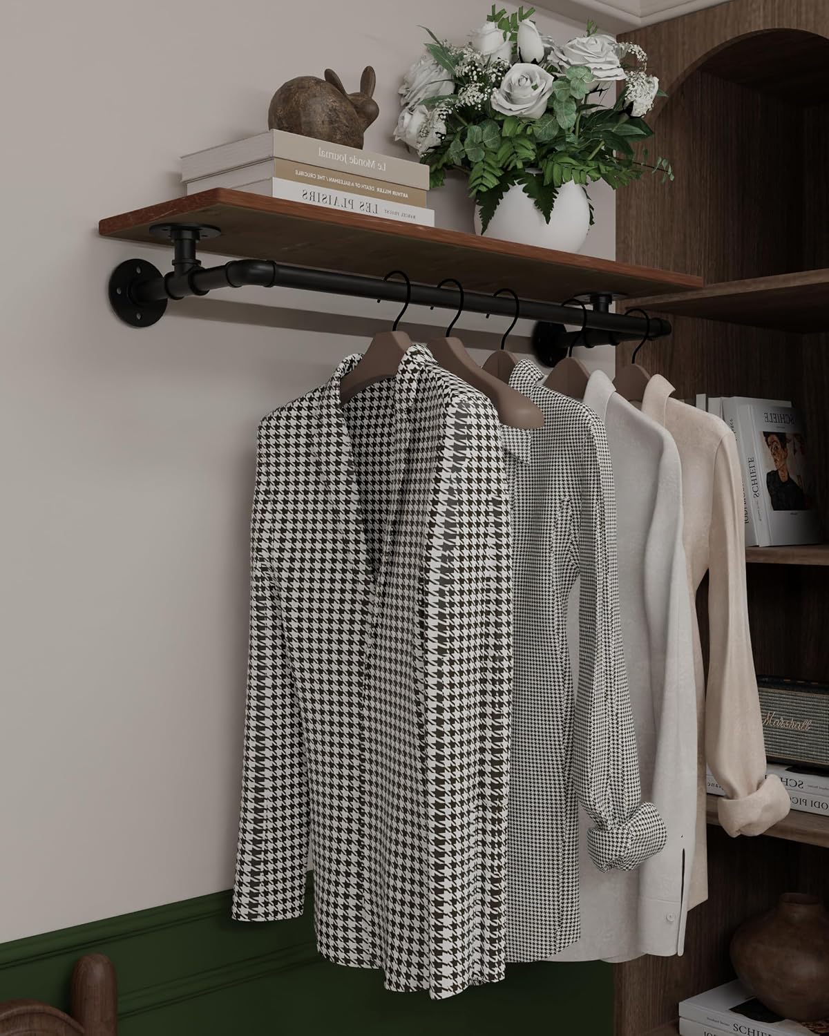 clothes rack 36in, wall mounted garment rack with, main product view