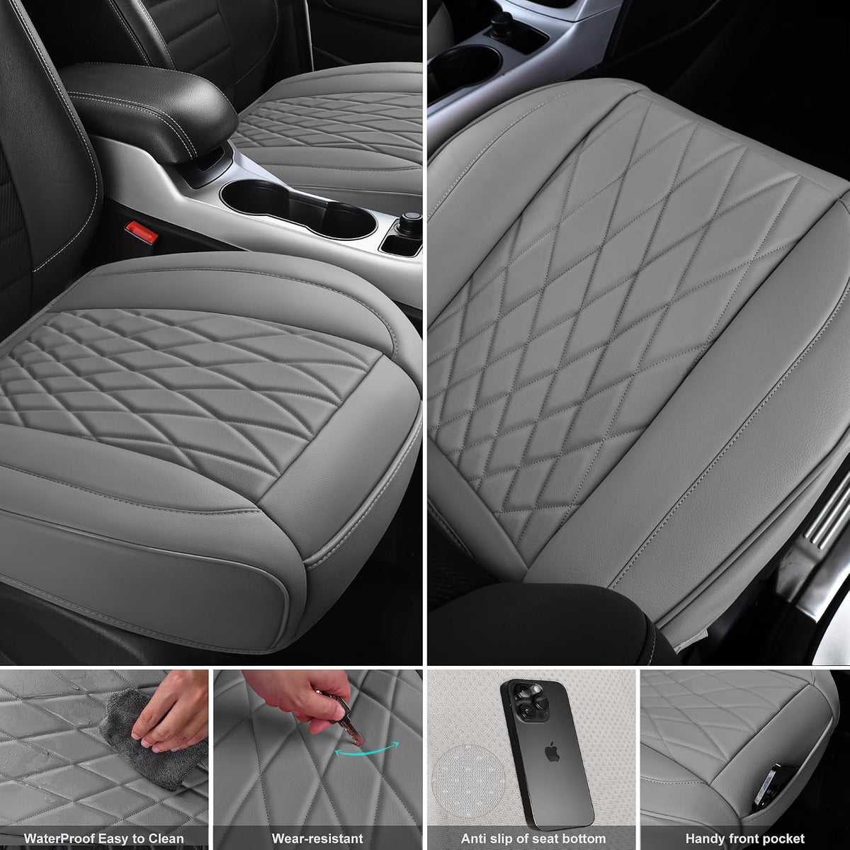 car pass 2 pack leather front car seat, close-up detail