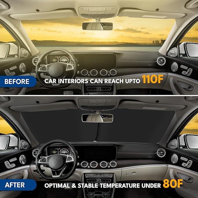 EcoNour Car Windshield Sun Shade Foldable | Front Windshield Shade - Image 8