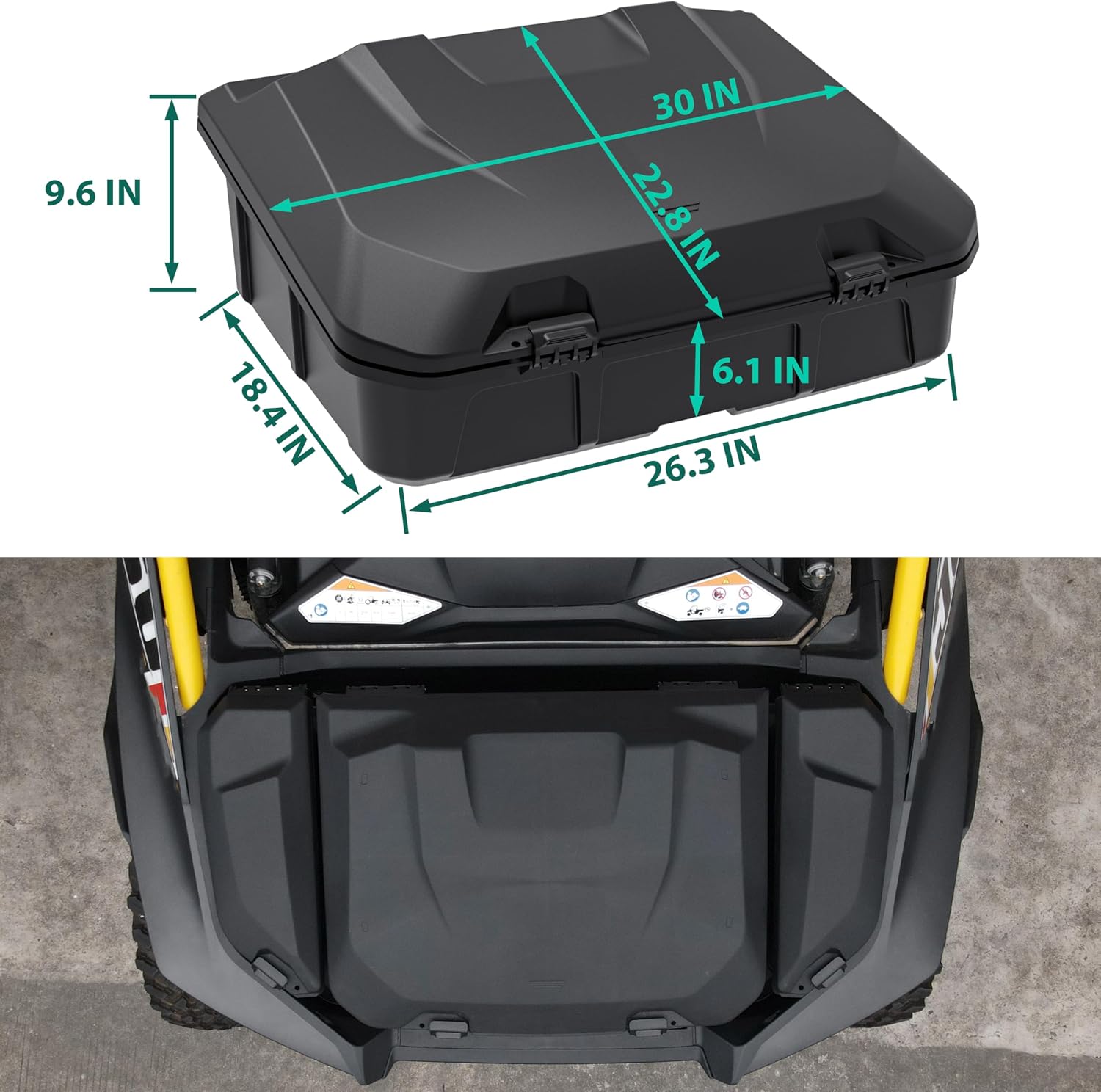 96L Rear Cargo Box for Can-Am Maverick R, Waterproof LinQ Poly Cargo Bed Storage Box Large Tool Bin Organizer for Can Am Maverick R X RS 2024+ Accessories, Replace #715007182