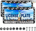 Automotive Exterior Accessories Black and White License Plate Frames Mischief by Unknown