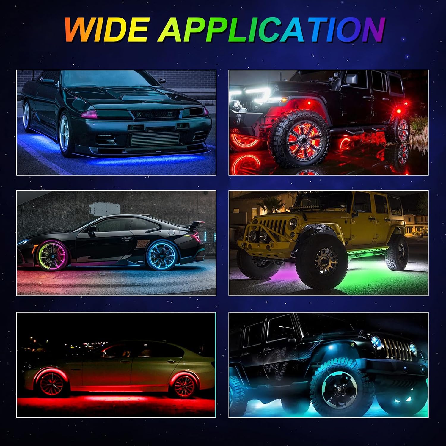 RGB Car Lights APP Controlled LED Underbody Light Kit with 12 Premium 5050 LED Chips 16 Million Colors Music Sync for Cars Trucks SUVs ATVs Boats
