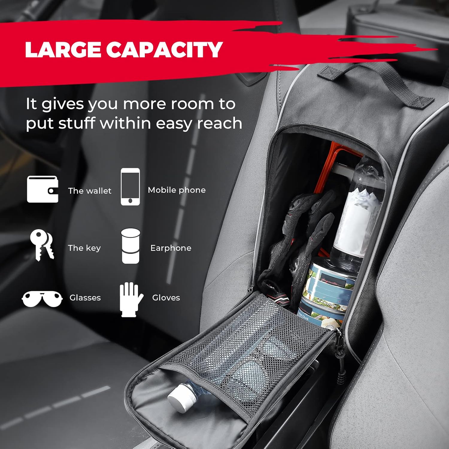 KEMIMOTO Center Bag 1.7 Gal Multi-Pockets 1680D Compatible with CFMOTO ZForce 950 HO, HOEX 2022-2024/20-22 ZForce 950 Sport G1 UTV Cab Pack Center Seat Bag Water Resistant Organized Storage