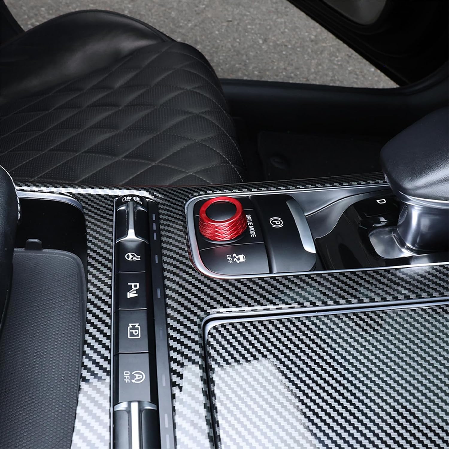 Premium Aluminum Alloy Drive Mode Knob Cover Compatible with Kia Stinger 2018-2023 Accessories, Scratch-Proof, Weighted Feel (Red)