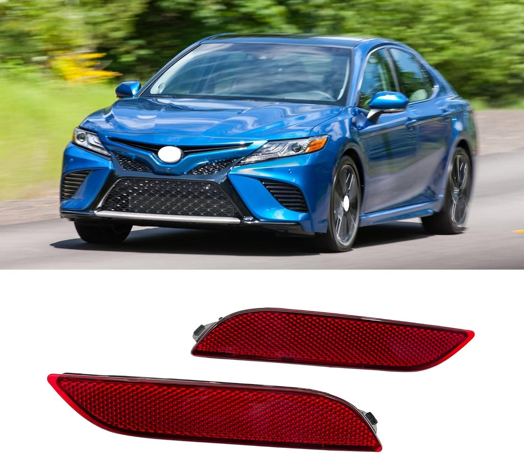 Rear Bumper Lights Lamp Reflector Lamp For Toyota Camry 2018-2021 | Rear Bumper Lights Lamp Reflector Lamp For Toyota Camry 2018 2019 2020 2021 Tail Red Lens reflection effect