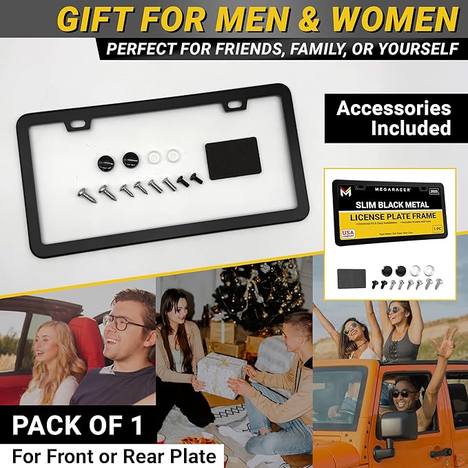 Premium Slim Matte Black License Plate Frame – 1 Pack, Rust-Free Stainless - Image 9