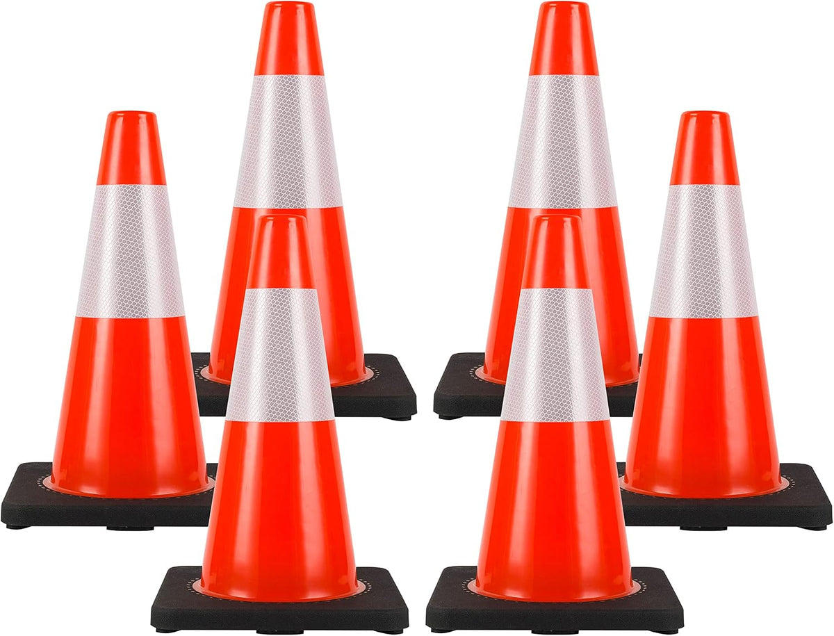 Traffic Cones 18 inch 6 Pack Heavy Duty Safety Cones Orange