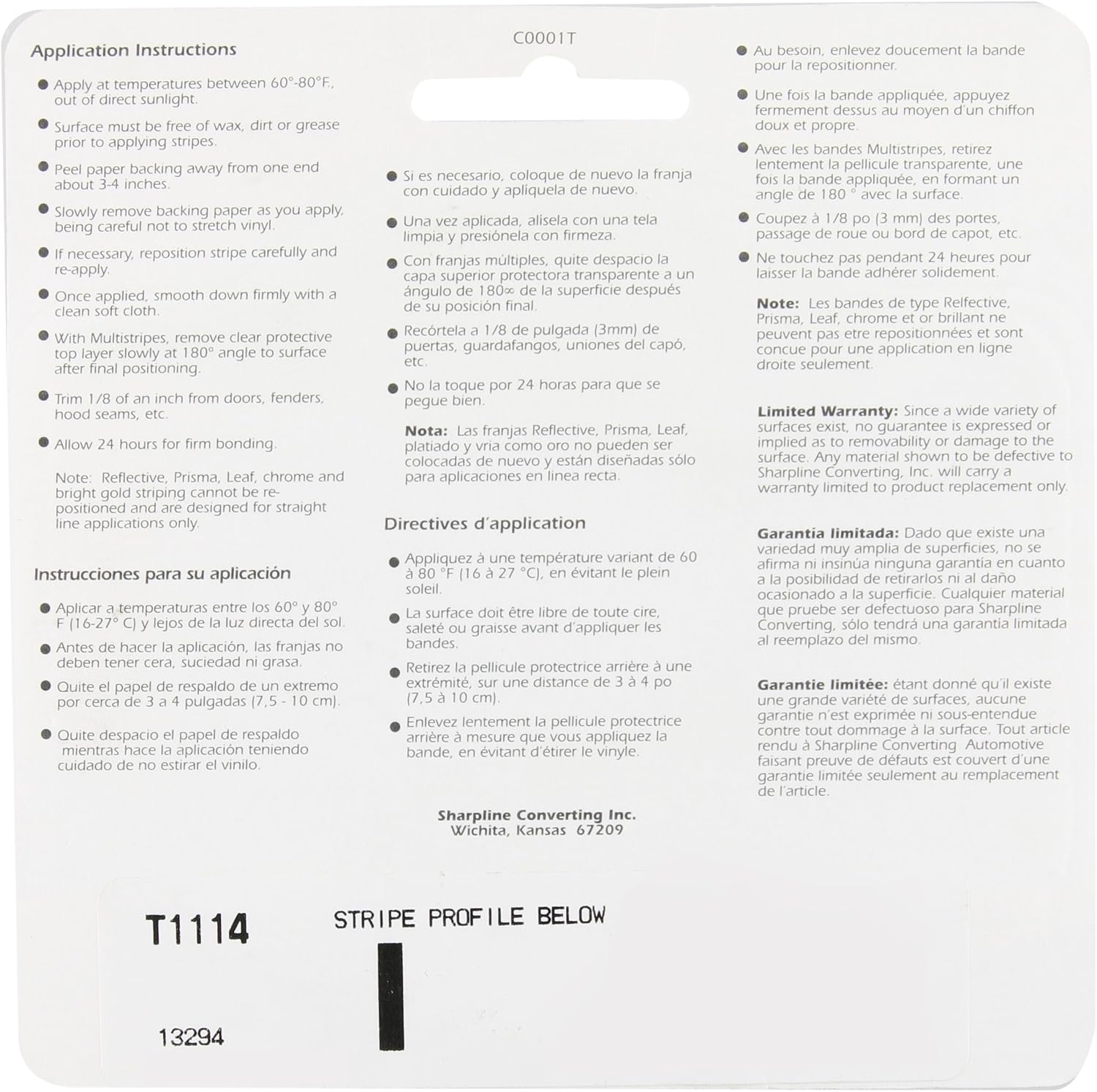 Trimbrite T1114 1/8 Pinstripe Tape Black