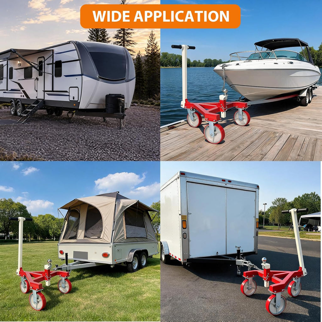 Yunphia Trailer Dolly, 3500 lbs Tongue Weight Heavy Duty Trailer Mover, Adjustable Height with 2’’ & 2-5/16’’ Ball, Manual Trailer Tug for RV Boat Camper Jet Ski.