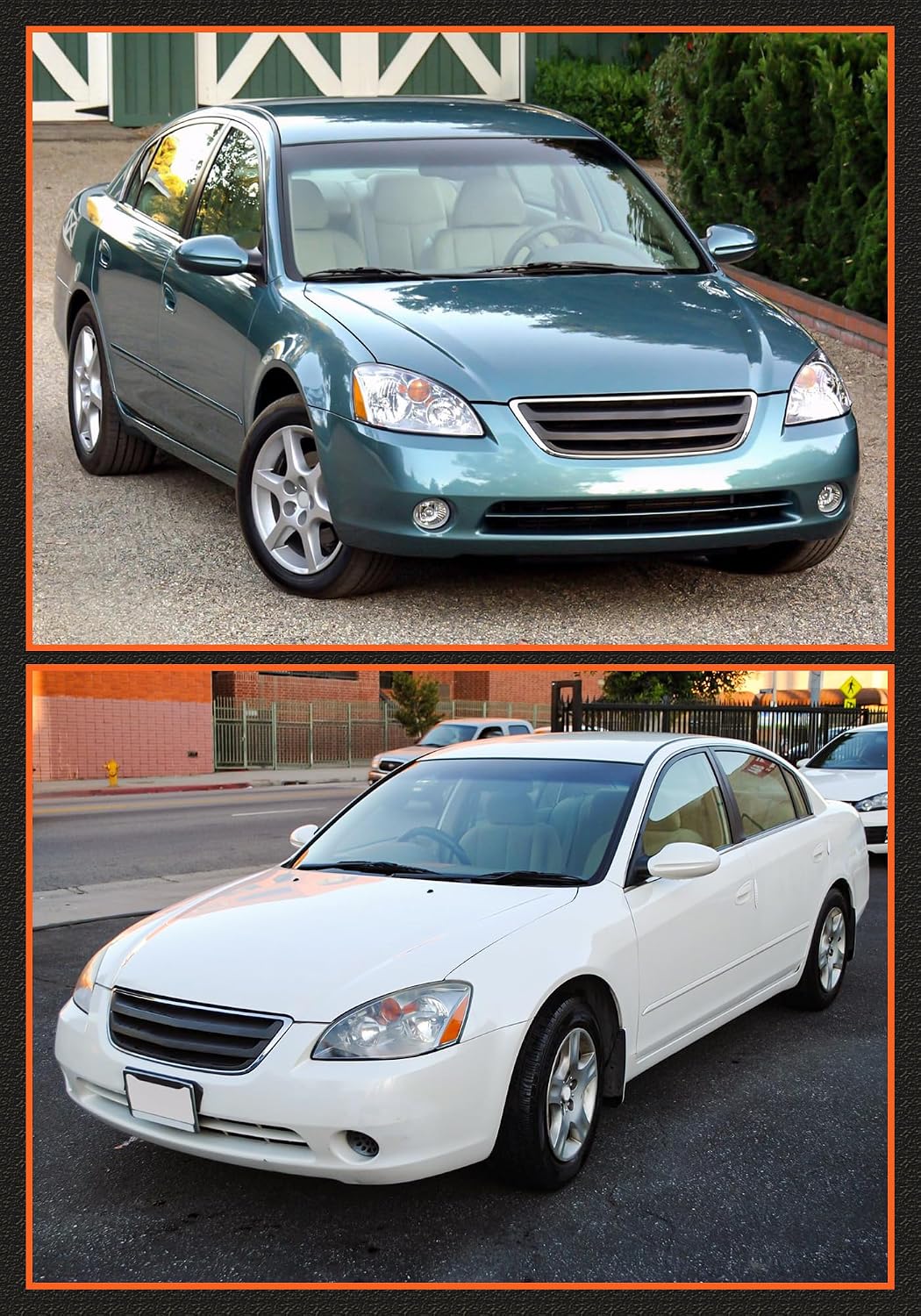 Headlights Assembly for 2002 2003 2004 Nissan Altima Chrome Housing Amber Reflector Clear Lens Headlamp Left and Right Side