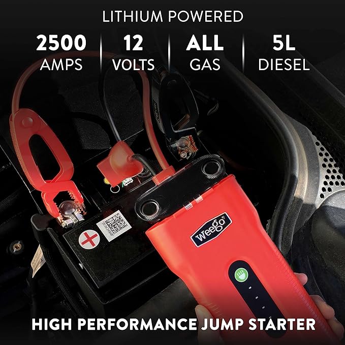 Weego N70 12V Portable Jump Starter, 2500 Peak Amp / 700 Cranking Amp, Patented - Image 2