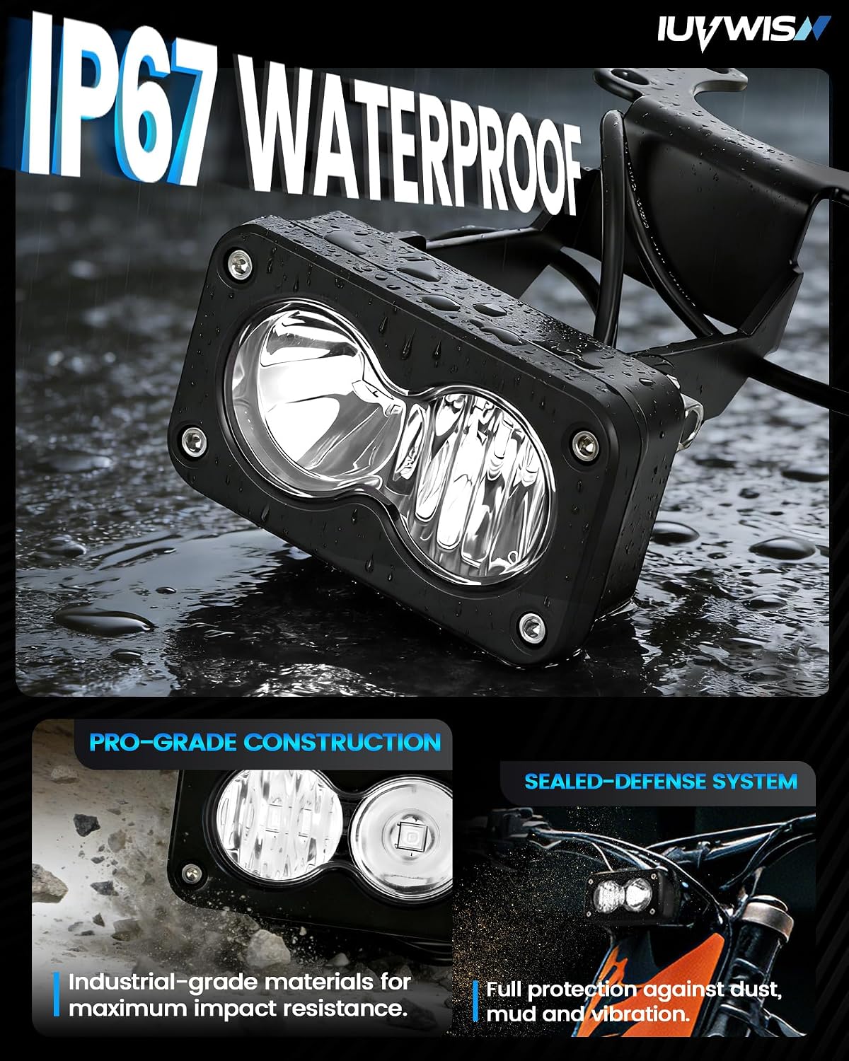 Headlight Kit 6000-6500K Led Light Bar with Switch for Surron Sur Ron Eride E Ride Pro S SS X260 Spot Flood Combo Dirt Bike Light Motorcycle Front Headlamp Clear White