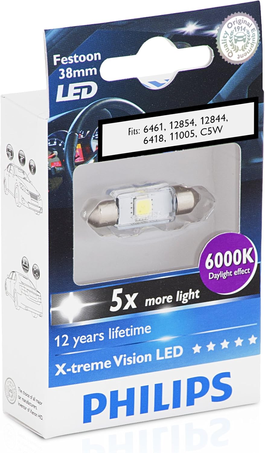 Philips 38mm festoon XtremeVision LED 6000K Interior light (Pack of 1)
