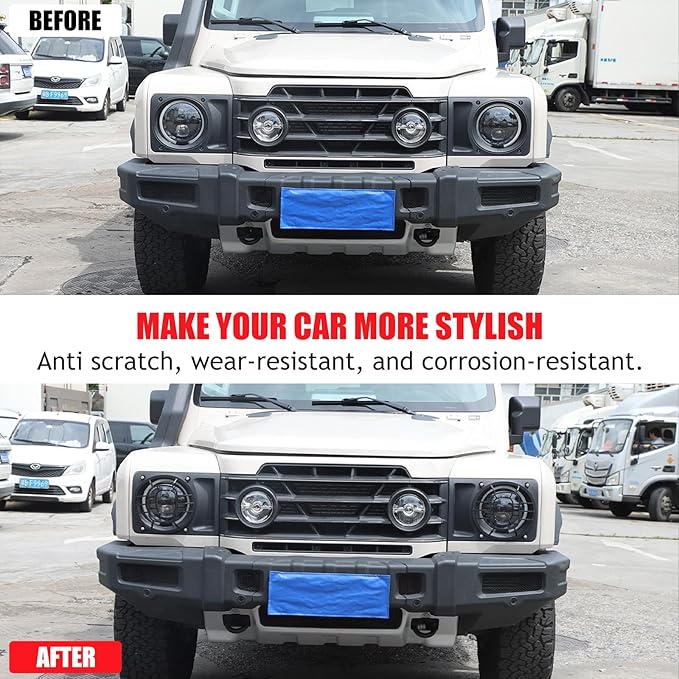 2 PCS Aluminum Alloy Car Headlight Cover Compatible - Image 3