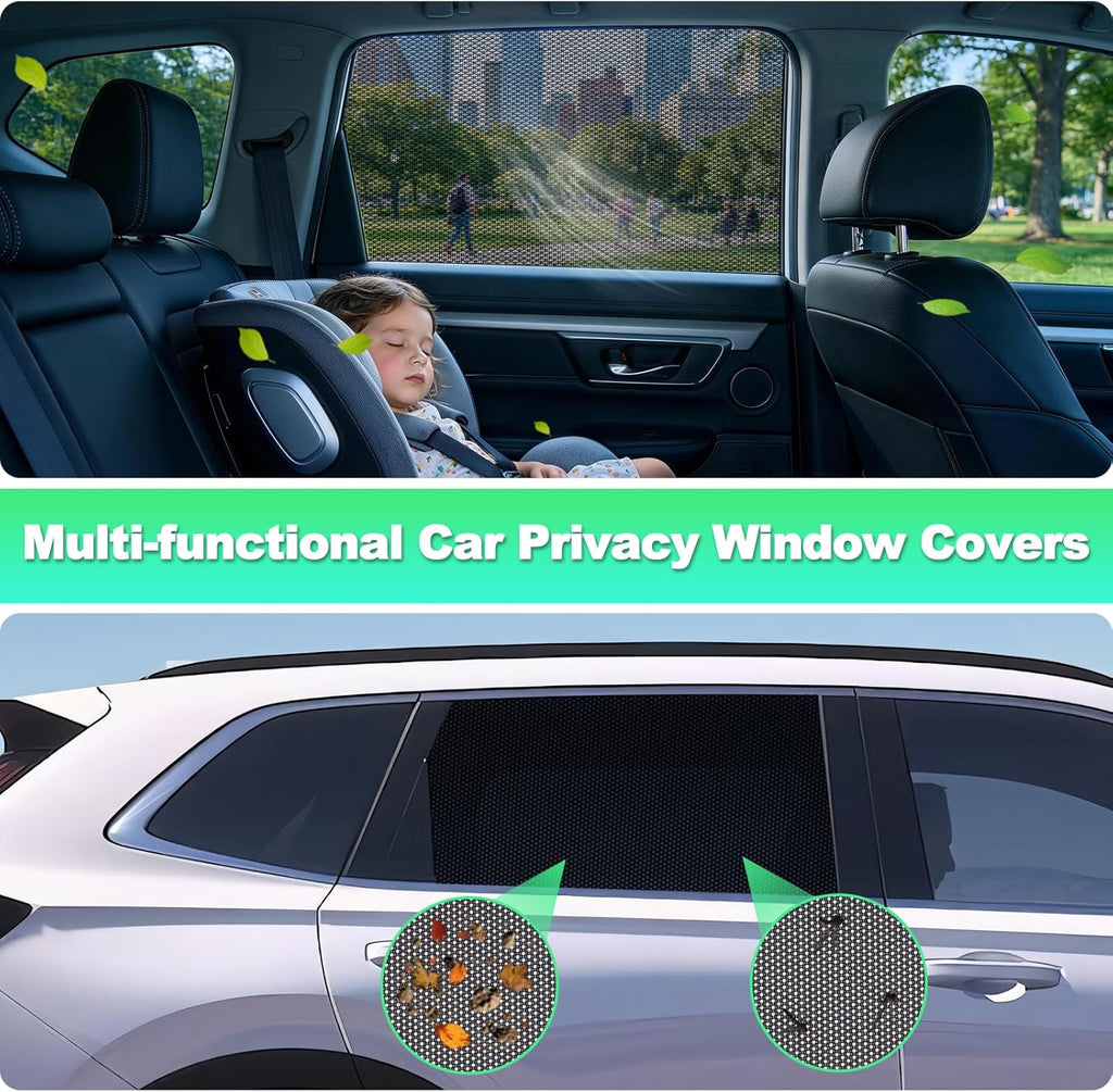 CRV Window Shades 2023-2025, Rear Side 2PCS Mesh Set | Custom Fit, Superior Sun Protection, Secure Magnetic Installation, Breathable Mesh, Ideal for Families, Kids & Road Trips