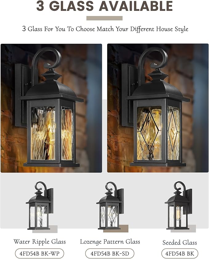 FEMILA 2 Packs Outdoor Waterproof Wall Lights Fixture, Anti-Rust Matte Black - Image 6