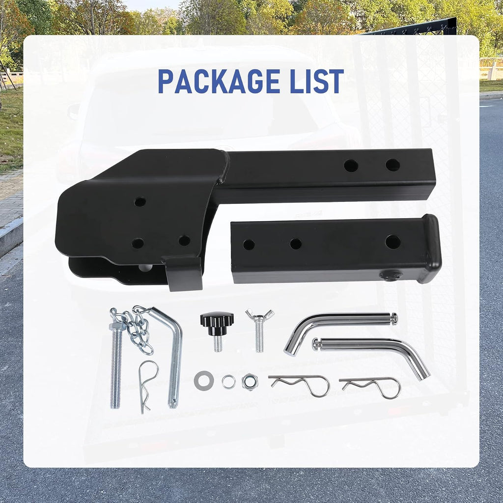 JDMSPEED Trailer Hitch Folding 2" Trailer Hitch 500LB Capacity Shank Mount Cargo Wheelchair Carrier Adapter