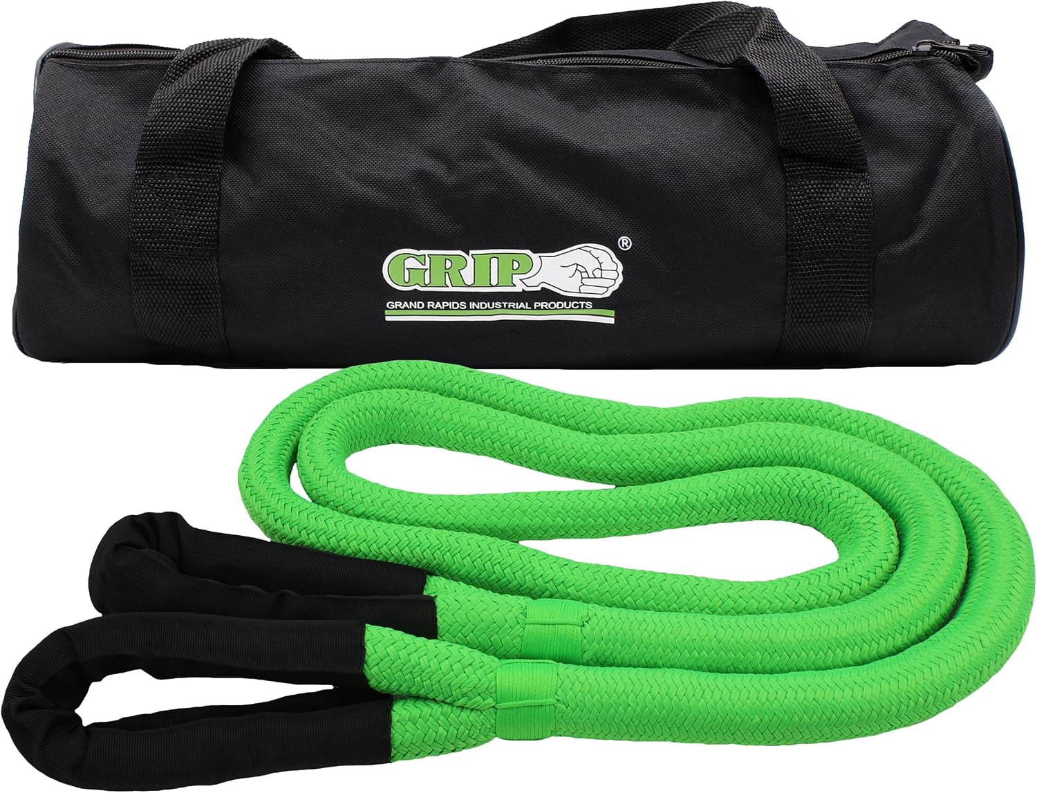 Grip 10 ft x 1 in Kinetic Energy Recovery Rope - Breaking Capacity: 30,580 lbs - Truck, ATV, Jeep, UTV, Tractor - Emergency, Towing, Offroad Recovery in Sand, Snow, Mud - Mesh Storage Bag