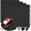 4 Pcs Motorcycle Helmet Bags, Welding Hood Bag with Drawstring Locking, Large Lightweight Microfiber for Motorcycle Sports Riding Travel Bicycle Snowmobile Helmet Storage, Black