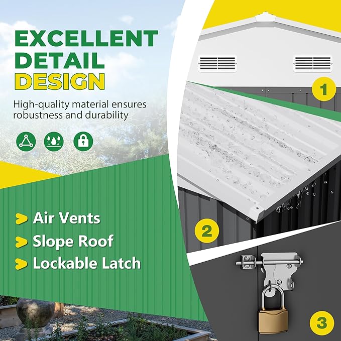 Devoko 10 x 10 FT Outdoor Storage Shed, Metal Garden Sheds & Outdoor Storage - Image 4