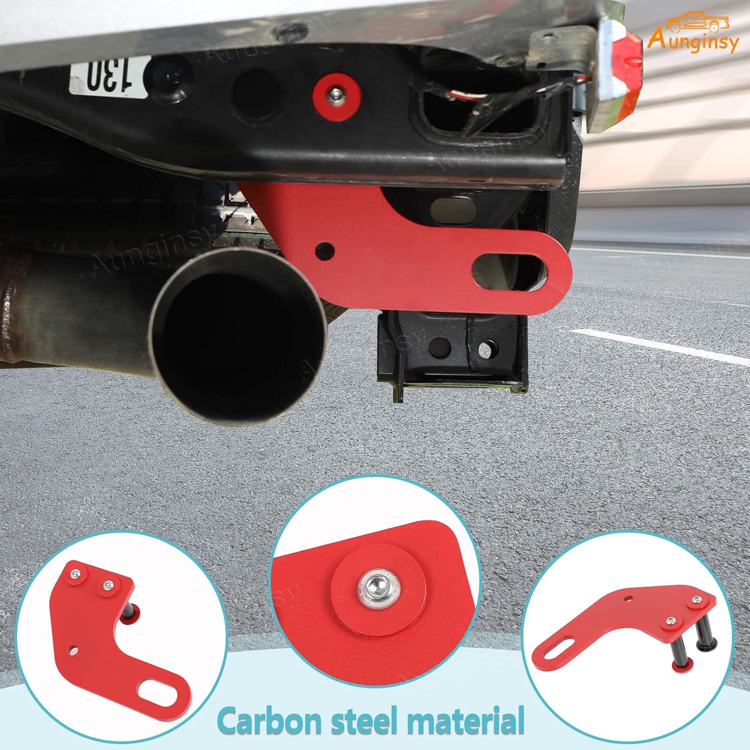 Aunginsy 1PCS Rear Tow Hitch Receiver Hook Compatible with Toyota Tacoma 2024 2025 2026, Car Rear Bumper Trailer Ring Towing Tow Hook Recovery Point Screw Trailer Hitch Exterior Accessories, Red