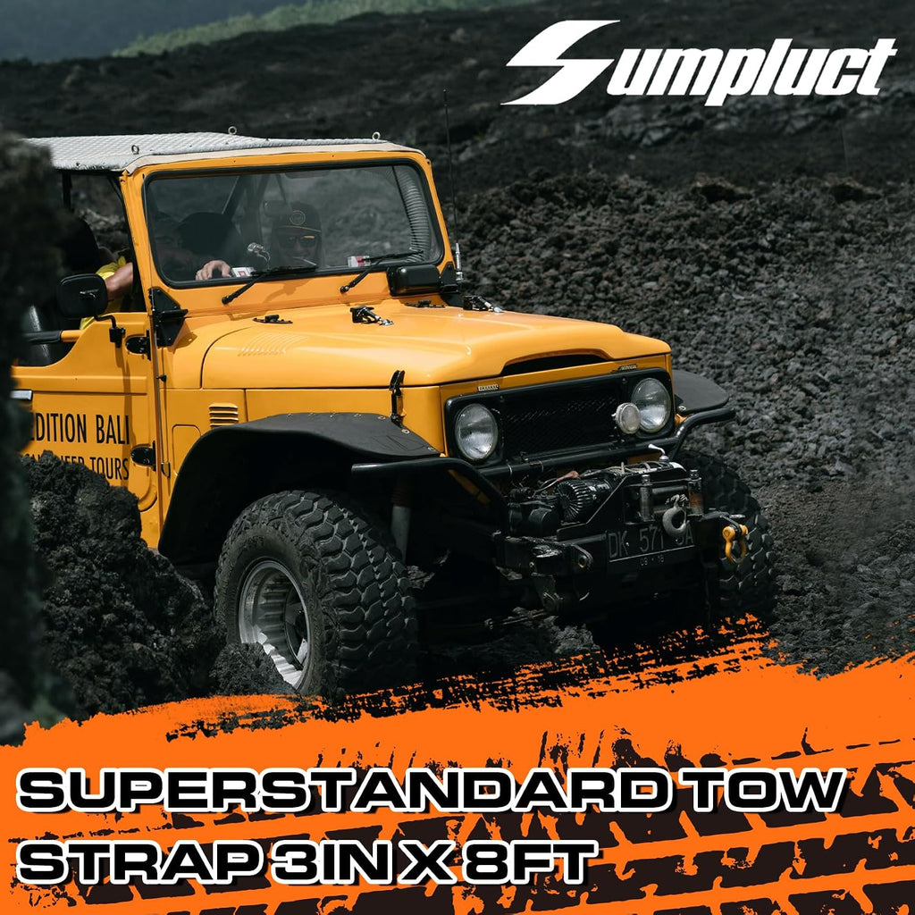 3 inch, 8 Foot Tree Saver, Winch Strap, Exceed Tow Straps 31518 Pound Capacity Recovery Rope,Heavy Duty Towing Ropes with Triple Reinforced Loops Emmergency Off Road 3" x 8ft