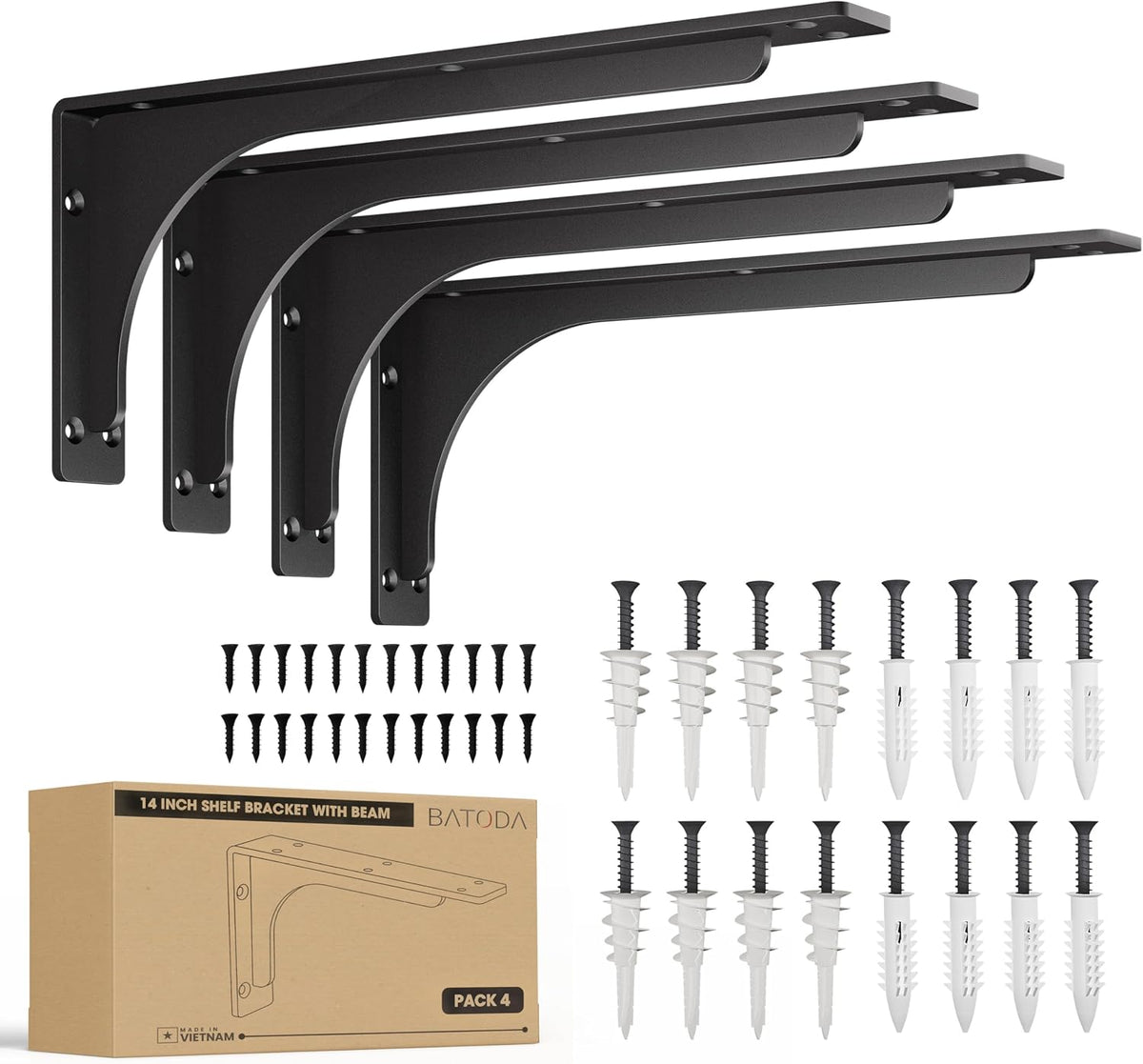 batoda 4 pcs heavy duty shelf brackets for, main product view