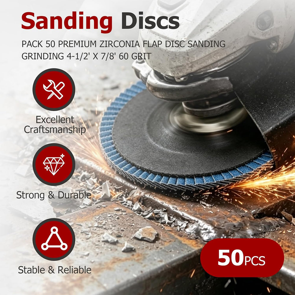 findmall 50 Pack 4-1/2" X 7/8" 60 GRIT Flap Disc Grinding Wheel San...
