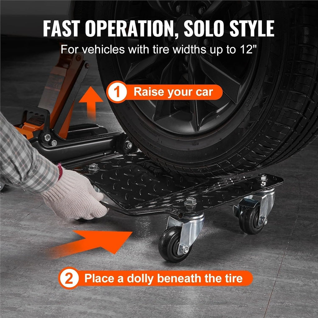 Trailer Mover Car Tire Wheel Trolley Dollies 2/4Pcs 1500 Lbs Weight Capacity Vehicle Skates Moving Tire with 4 Casters Cart Moving Cars