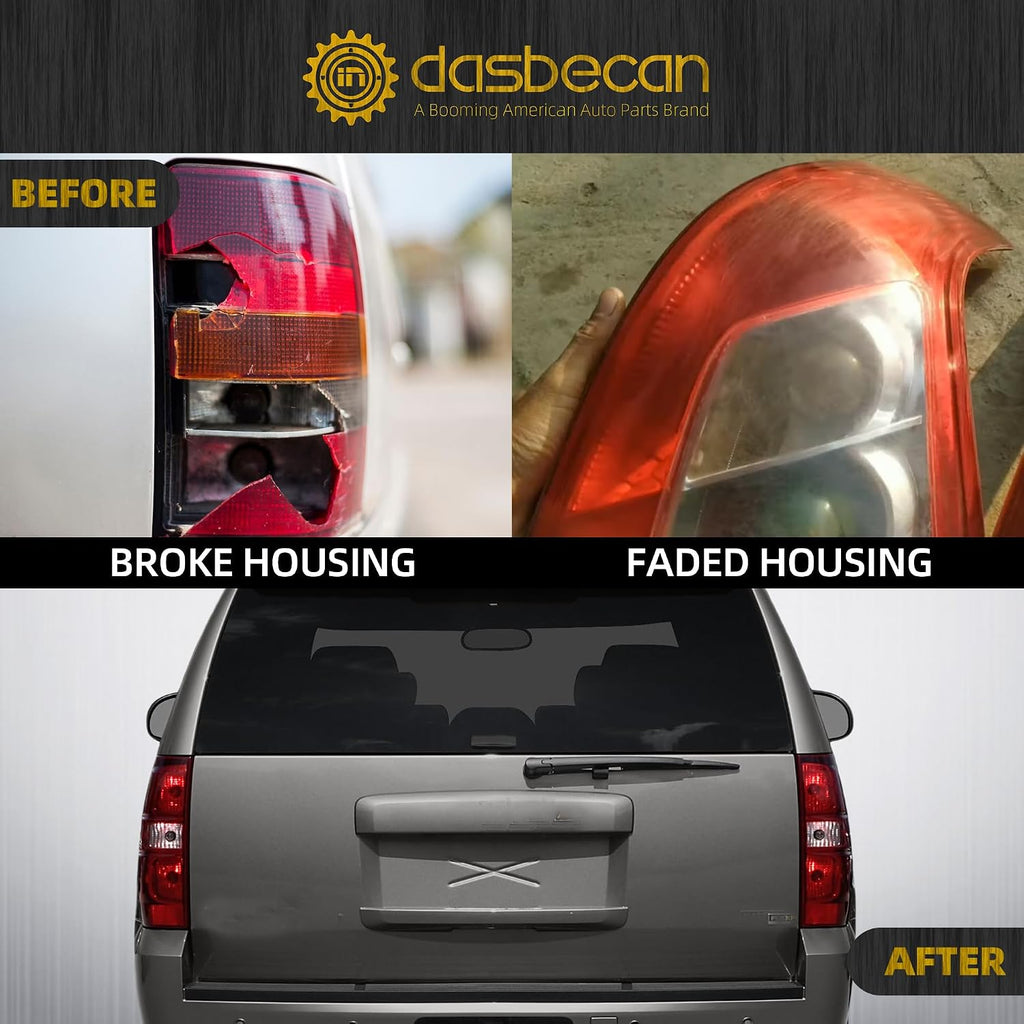 Dasbecan Rear Tail Light Assembly Compatible With 2007-2014 Tahoe Suburban Taillights With Bulbs & Wiring Harness Replaces# GM2801196 GM2800196 (Rear Left and Right Side)