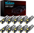 Yorkim 194 Led Bulb Canbus White Error Free 3-SMD 2835 Chipsets, T10 Interior Led For Car Dome Map Door Courtesy License Plate Trunk lights with 194 168 W5W 2825 Sockets Pack of 10