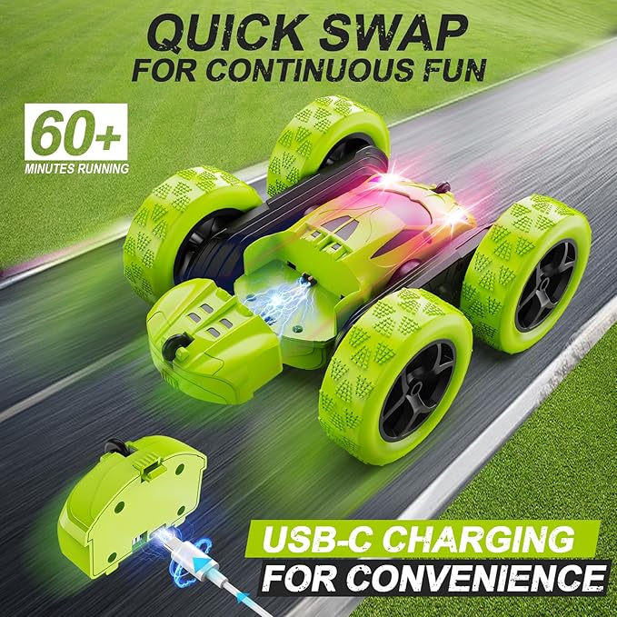 Remote Control Car for Kids Ages 6+, RC Cars Stunt Car Toy 4WD Double Sided - Image 2